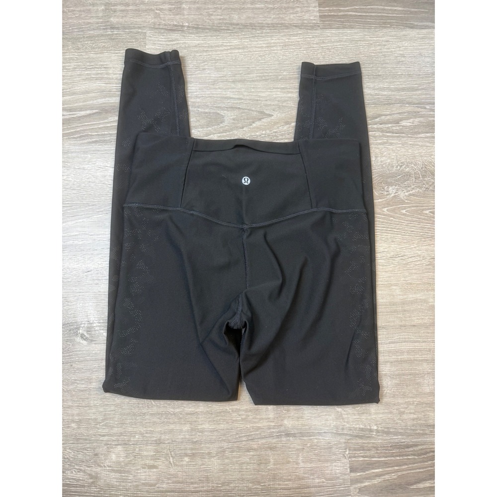 Lululemon Black Leopard Print High Rise Leggings Size 10 28" Inseam
